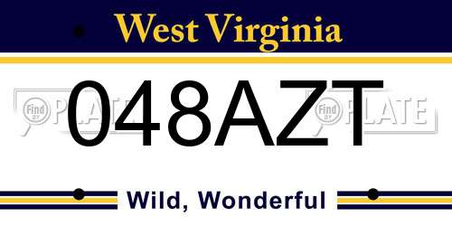 048AZT West Virginia License Plate
