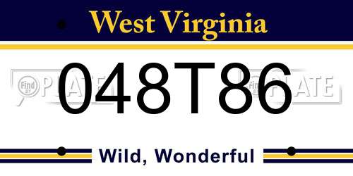 048T86 West Virginia License Plate