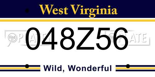 048Z56 West Virginia License Plate