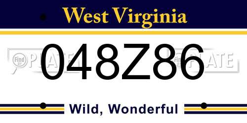 048Z86 West Virginia License Plate