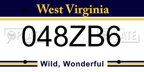 048ZB6 West Virginia License Plate