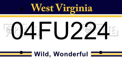 04FU224 West Virginia License Plate