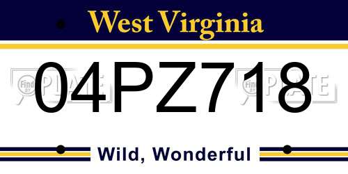04PZ718 West Virginia License Plate