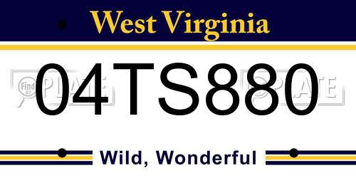 04TS880 West Virginia License Plate