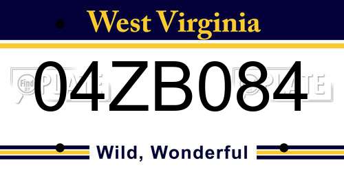 04ZB084 West Virginia License Plate