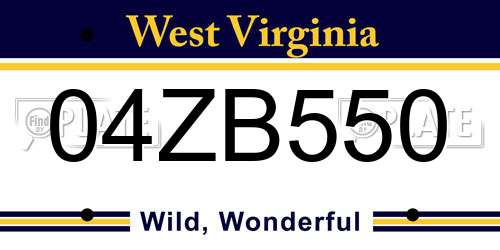 04ZB550 West Virginia License Plate