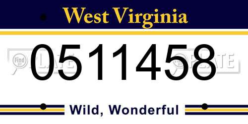 0511458 West Virginia License Plate
