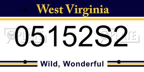 05152S2 West Virginia License Plate