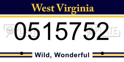 0515752 West Virginia License Plate