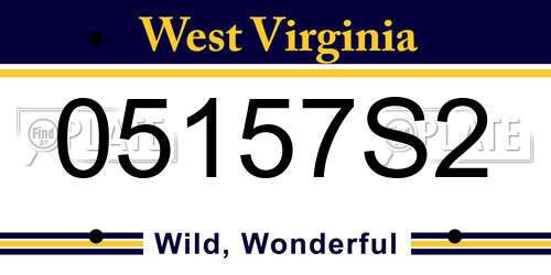 05157S2 West Virginia License Plate