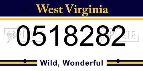 0518282 West Virginia License Plate