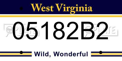 05182B2 West Virginia License Plate