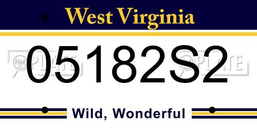 05182S2 West Virginia License Plate