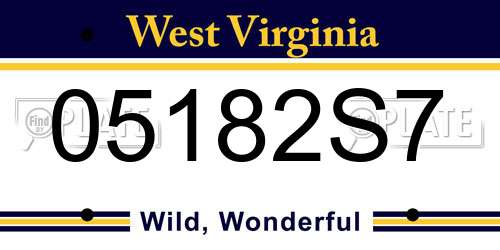 05182S7 West Virginia License Plate