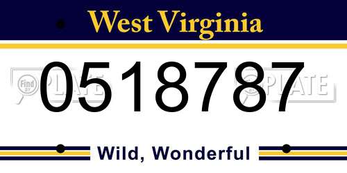 0518787 West Virginia License Plate