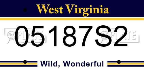 05187S2 West Virginia License Plate