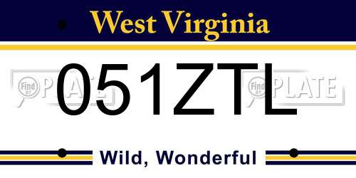 051ZTL West Virginia License Plate