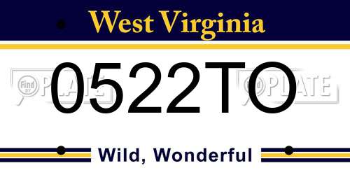 0522TO West Virginia License Plate