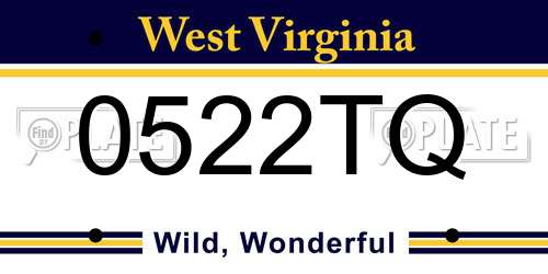0522TQ West Virginia License Plate