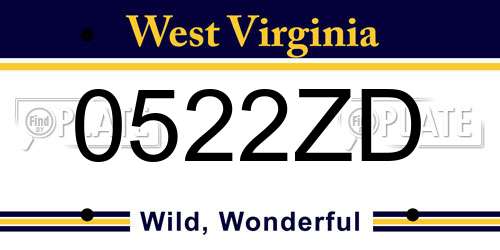0522ZD West Virginia License Plate