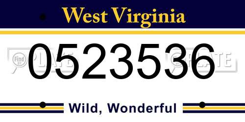 0523536 West Virginia License Plate