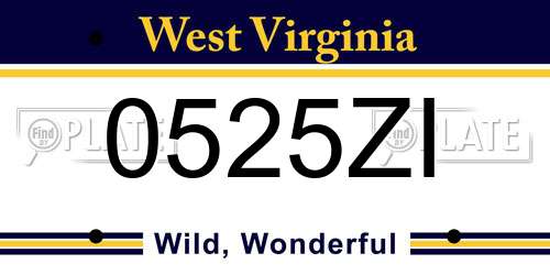 0525ZI West Virginia License Plate