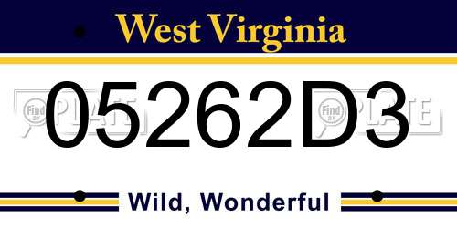 05262D3 West Virginia License Plate
