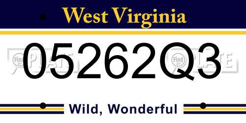 05262Q3 West Virginia License Plate