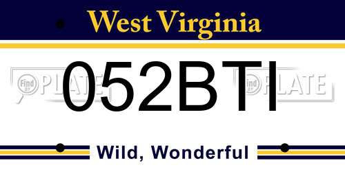 052BTI West Virginia License Plate