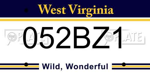 052BZ1 West Virginia License Plate