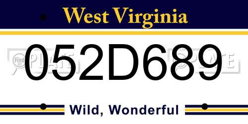 052D689 West Virginia License Plate