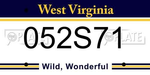 052S71 West Virginia License Plate