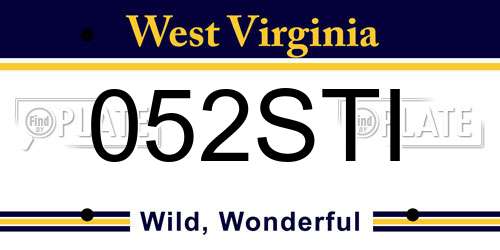 052STI West Virginia License Plate