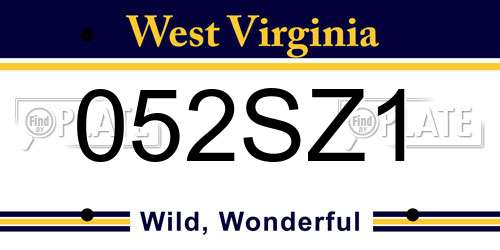 052SZ1 West Virginia License Plate