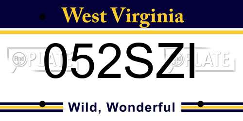 052SZI West Virginia License Plate