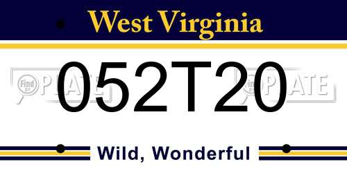 052T20 West Virginia License Plate