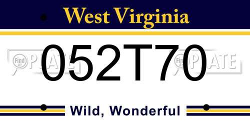 052T70 West Virginia License Plate