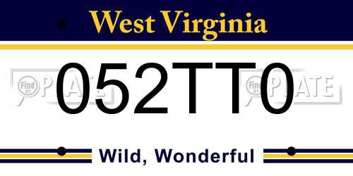 052TT0 West Virginia License Plate