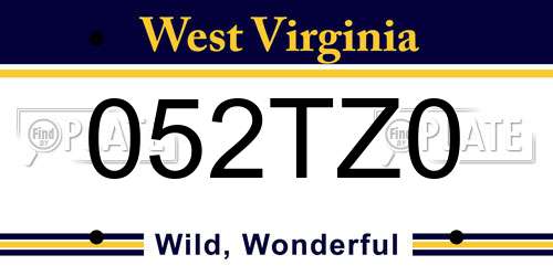 052TZ0 West Virginia License Plate