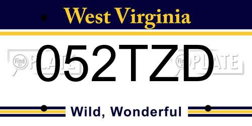 052TZD West Virginia License Plate
