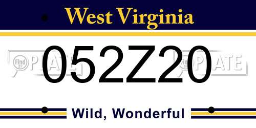 052Z20 West Virginia License Plate
