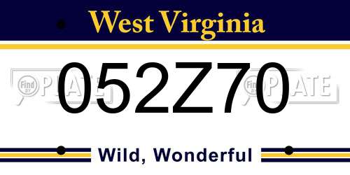 052Z70 West Virginia License Plate