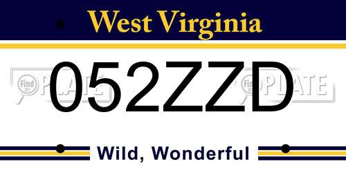 052ZZD West Virginia License Plate