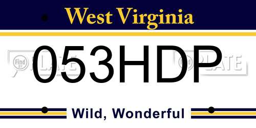 053HDP West Virginia License Plate