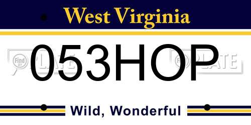 053HOP West Virginia License Plate