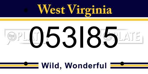 053I85 West Virginia License Plate