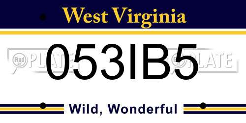 053IB5 West Virginia License Plate