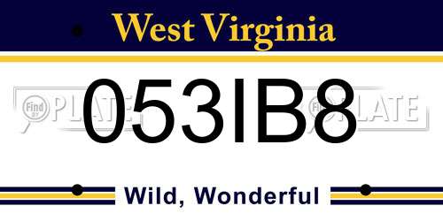 053IB8 West Virginia License Plate