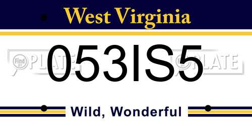 053IS5 West Virginia License Plate