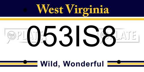 053IS8 West Virginia License Plate